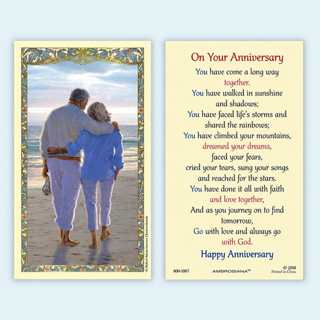 On Your Anniversary Holy Card