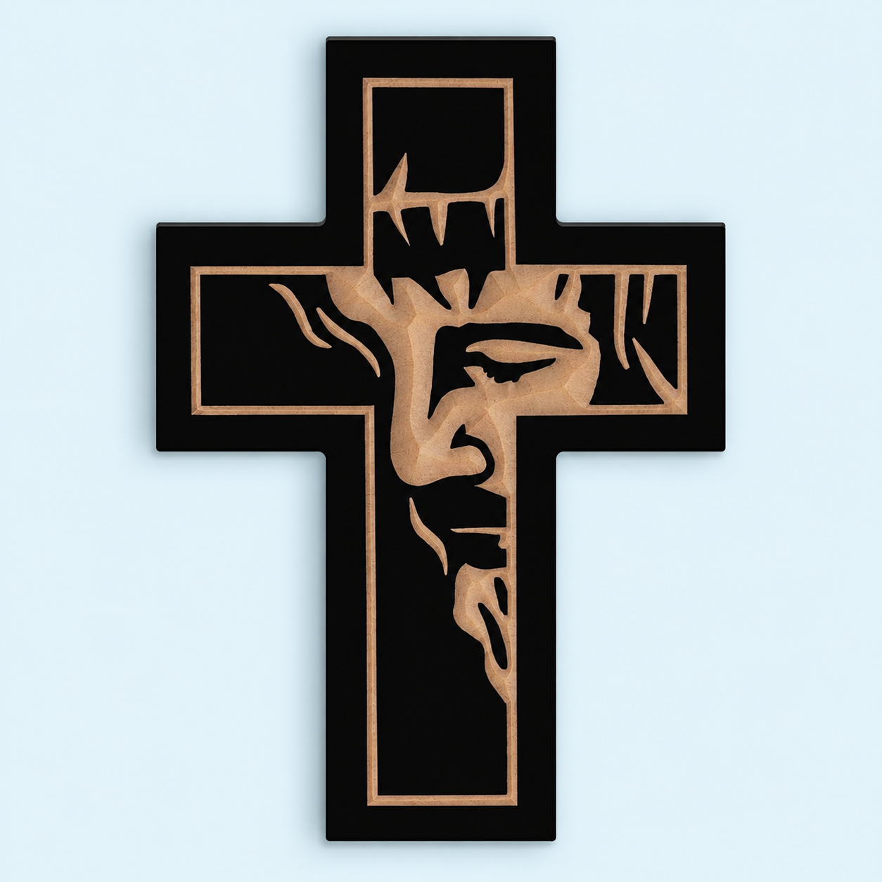 Black Jesus Crown of Thorns Cross – 5.75 × 8 in.