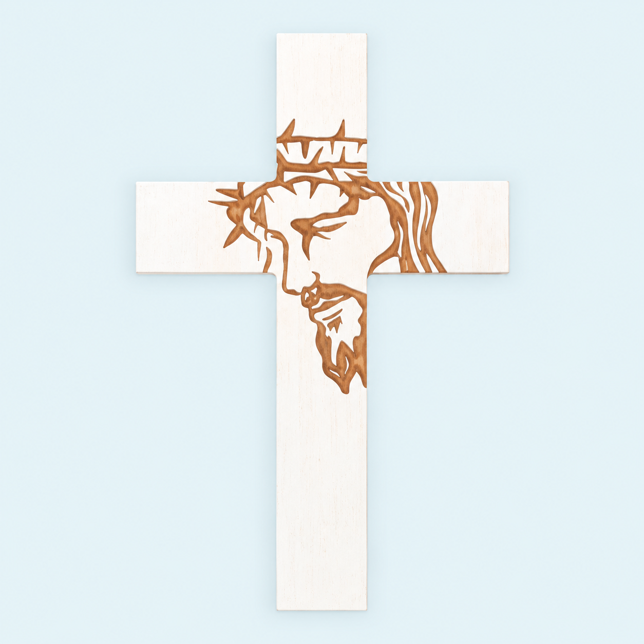 White Jesus Crown of Thorns Cross – 10.75 × 16 in.