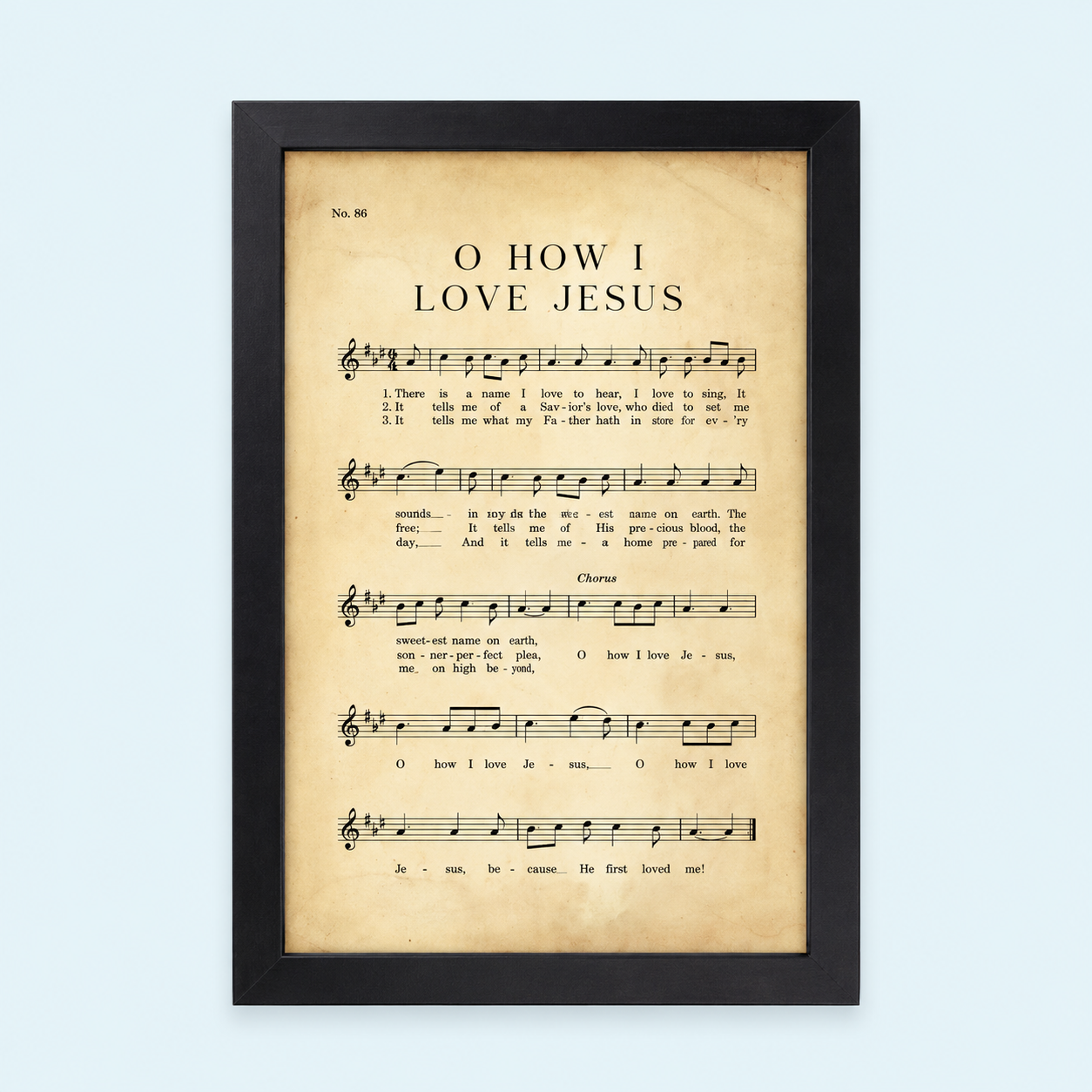 Hymns of Our Heritage Framed Art – Love Jesus (16.5 × 25 in.)